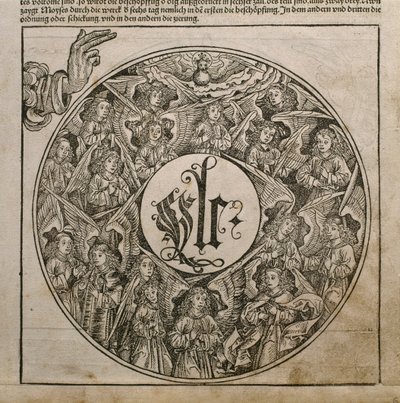 God de Vader creëert de engelen, illustratie uit de 